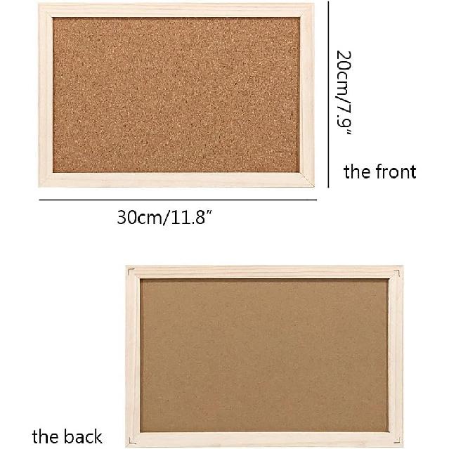 Cork Board 7.9" x 11.8" Wooden Framed Bulletion Board Decorative Hanging Message Board for Home School Office