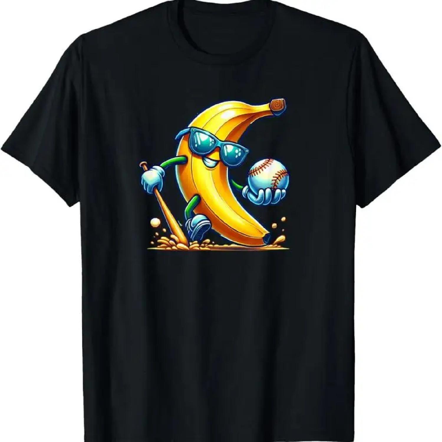 Banana Playing Baseball Fruit Lover Player T Shirt XXXXXL разноцветный