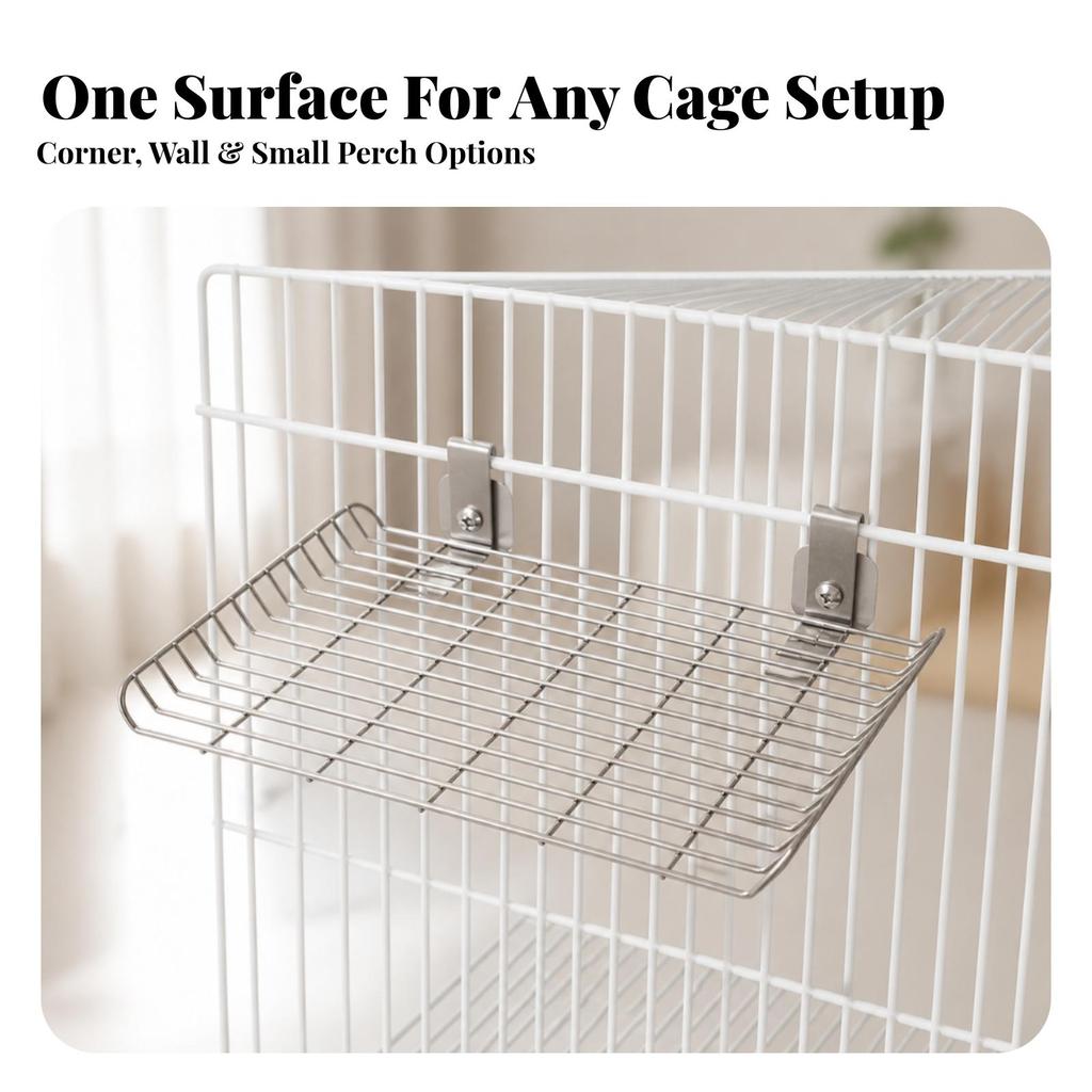 Stable Stainless Steel Bird Perch Platform Long-Lasting Cage