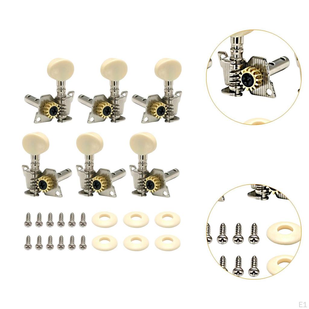 6Pcs Guitar Machine Head Tuners String Tuning Pegs with 12 Screws Decor Professional