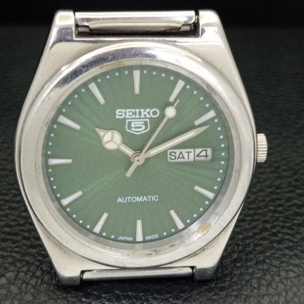 AUTOMATIC VINTAGE SEIKO 5 JAPAN 6309A MENS GREEN COLOR DIAL WATCH A701311-5 R206a-a701311