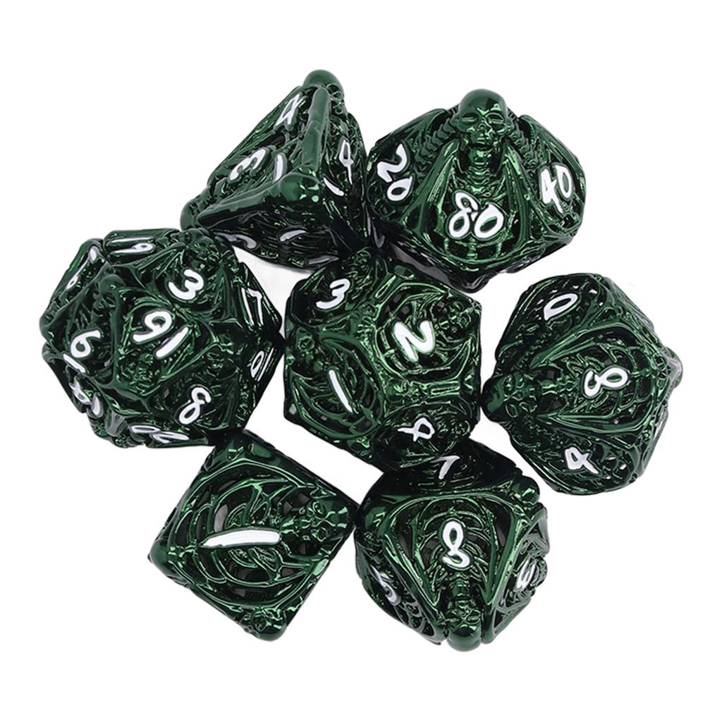 7 Stück Hohlmetall Würfelset Erwachsene Feiertagsparty Brettspiel Polyedrische Würfel für Rollenspiel