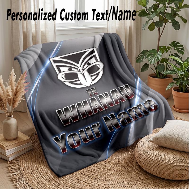 Wigan Warriors Custom Flannel Throw Blanket Print Your Name Text Soft Warm Blanket Holiday Present