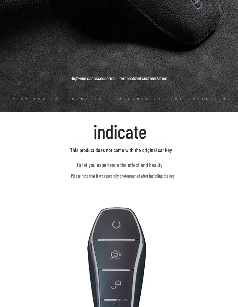 Luxury Suede Car Key Case with Buckle for BYD Tang - DMI Glory Edition, DMP