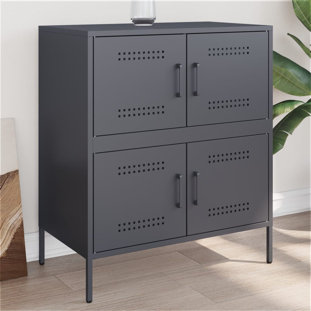 Vidaxl Szafka Boczna, Antracytowa, 68X39X79 Cm, Stal