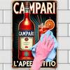 AperitifGiftNostalgia Retro Campari Metal Sign - Vintage Bar Decor - for Kitchens & Gift Giving - Bold Bottle Design