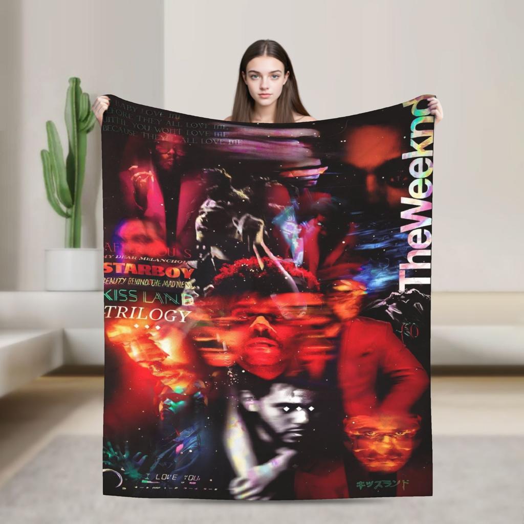 The Weeknds Rapper Singer Flannel Blanket New Album Hurry Up Tomorrow Warm Soft Throw Blanket for Bedspread Sofa Bed Cover