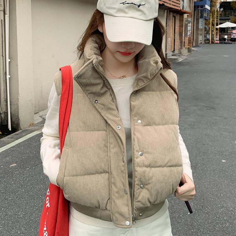 Cotton Vest Women's Autumn and Winter New Corduroy Student Korean Version Loose Cotton Vest Outer Wear Vest Vest Jacket