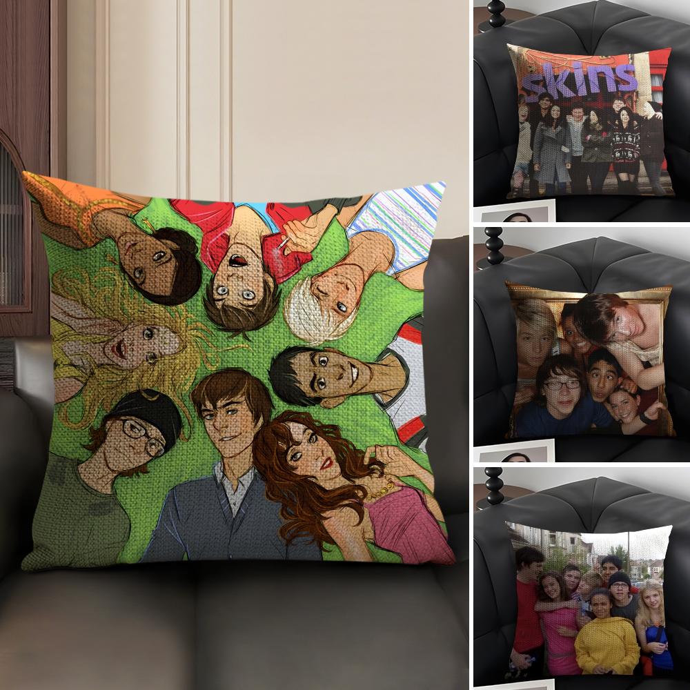 S-Skins Generation Tv Series Cushion Cover Natural Linen Organic Fabric Double-Sided Printing Sofa Home Decor Gift Pillow Case