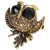Owl Brooch Retro Rhinestone Perched Big Eyed Owl Pin for Parties Weddings Vacations