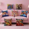 Colored Tree Anime Cushion Cover Pillow Case Soft Friendly Fabric  Concealed Zipper
