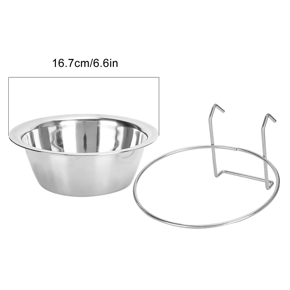 Pet Dog Cat Stainless Steel Hanging Type Bowl Durable Water Food Pot Hanging on Cage with Fixed Bracket