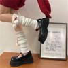 Women Winter Ribbed Knit Leg Warmer Stockings Y2K Harajuku Furry Trim Plush Ball Bow Christmas Leg Cover Long Boot Socks