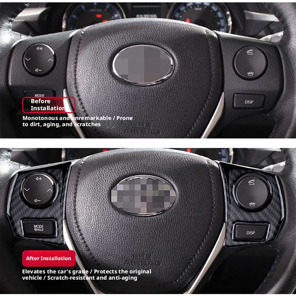 For Toyota Corolla 2014-2018 Steering Wheel Button Trim Sticker Black Carbon Fiber Cover Interior Accessories Upgrade Decor Styl