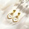 Irregular Geometric Stainless Steel Dangle Earrings for Women Hollow Rhombus Big Pendant Earrings Elegant Charming Jewelry