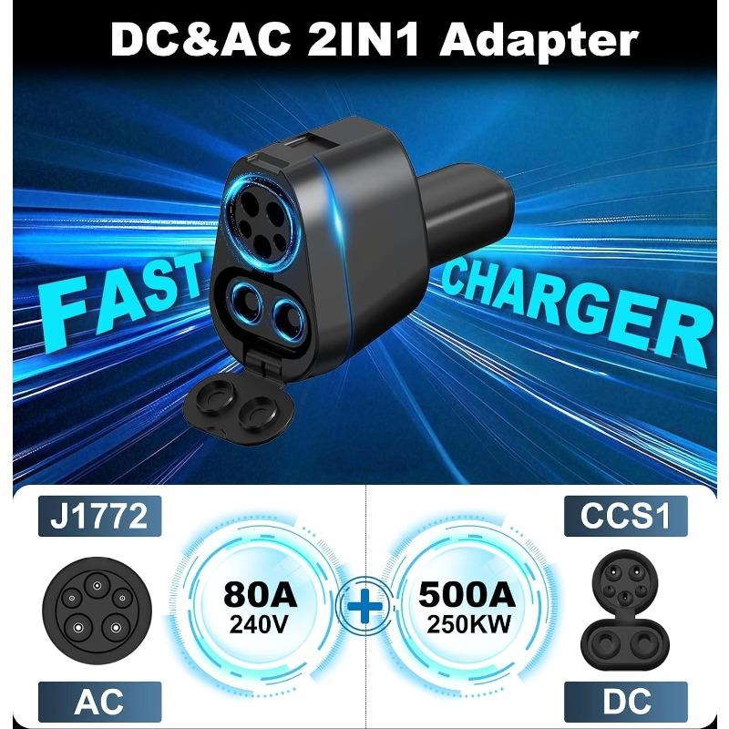 Xiaomi 2‑in‑1 EV Charging Adapter CCS1 J1772 To for Tesla, 250KW AC DC Quick Charge Converter Electric Vehicle for Tesla Model 3 Y X S