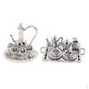 2 Set Silver Metal Tea Lid Pot Cups Tray Ware 1:12 Dollhouse Miniatures ACCS