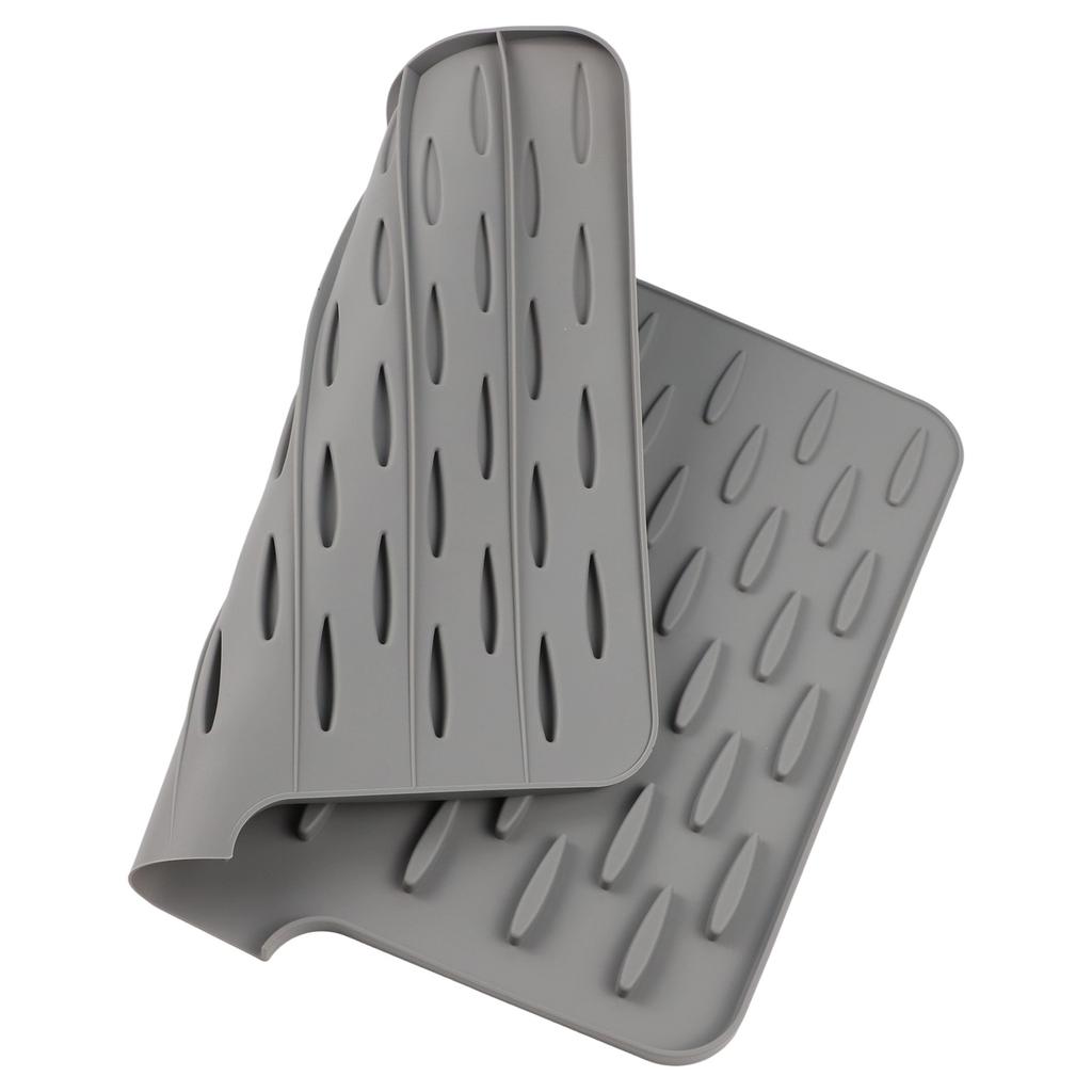 Kitchen Drain Pad Silikon Dish Drying Mat With Tilted Water Diversion Mat Multi-Functional Foldable Non-slip Drain Mats 40x32cm