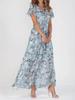 Summer Floral Chiffon Maxi Dress With Ruffle Vneck For Casual Wear