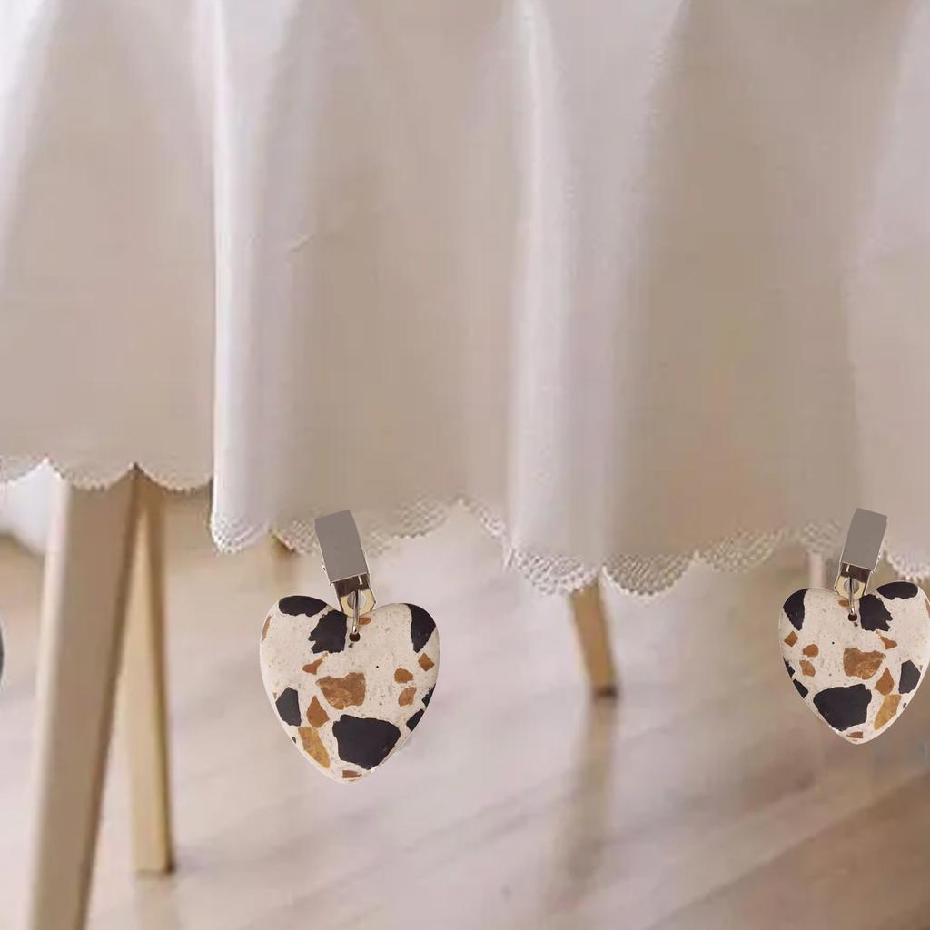 4 Pcs Table Cloth Clips for Outside Table Tablecloth Weights Clips Marble Heart Shape Heavy Duty Tablecloth Pendant