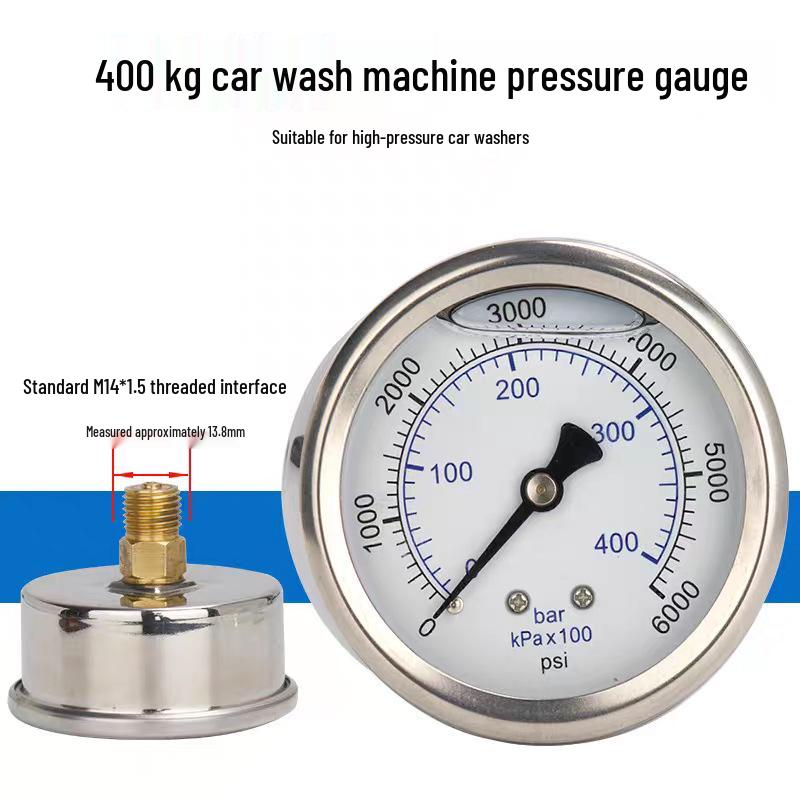 Pressure Gauge 1812/14 for Car Wash Machine Pump Head, Measures 250/400/700 kg