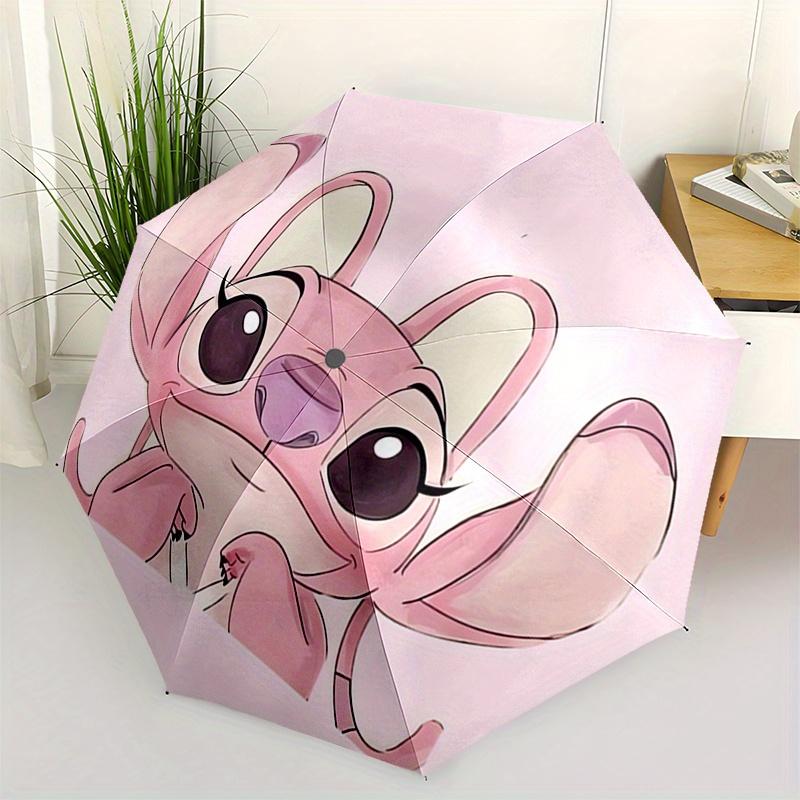 

Stitch,Cute Automatic Folding Umbrella - Simple 8-Rib Design, Bright Cartoon Pattern, Durable Iron Frame, Suitable For Travel, Outdoor, Beac
