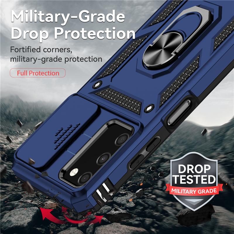 Armor Stand Shockproof Case for Samsung Galaxy A52 A52S A53 5g A32 A13 A12 A73 A72 Magnetic Car Holder with Slide Camera Cover