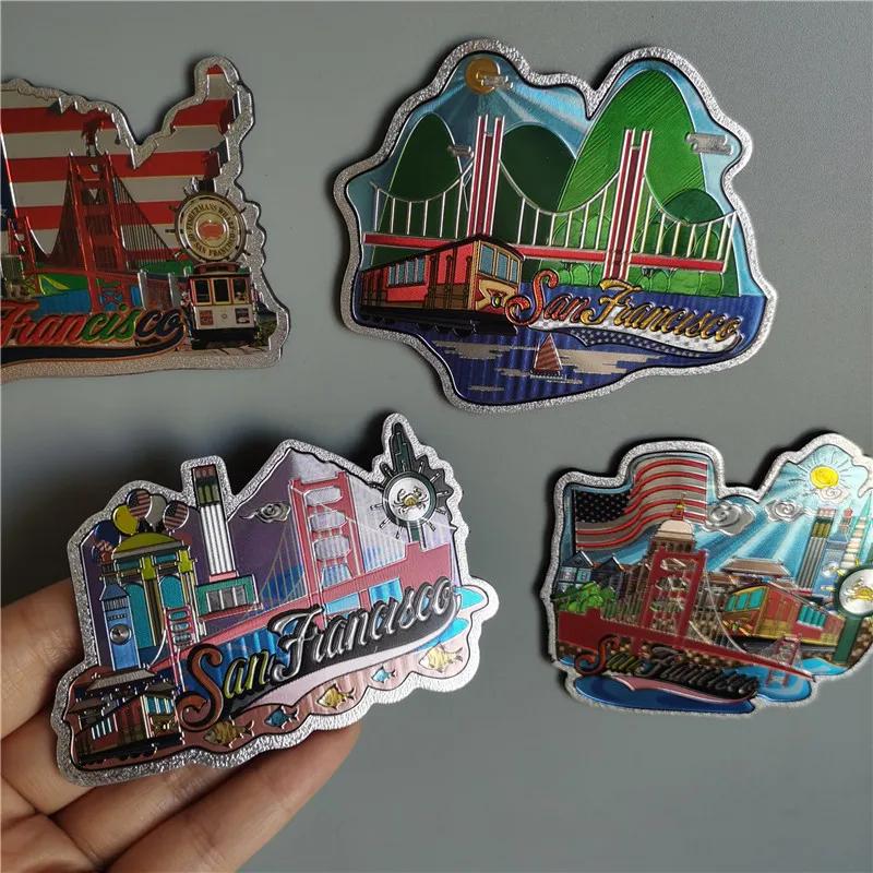 San Francisco Los Angeles Travel Souvenir Fridge Sticker Europe America Fridge Decor World Travel Souvenir Foil Paper Home Decor