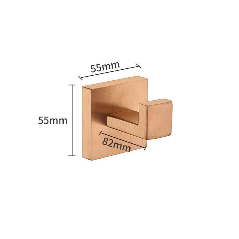 Brushed Rose Gold 304 Stainless Steel Bathroom Set: Towel Rack, Towel Ring, Paper Towel Holder, Hook.