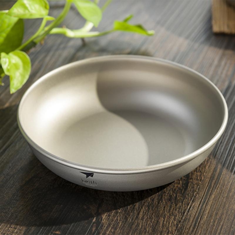 Keith Titanplatten Lebensmittelbehälter Outdoor Reise Camping Geschirr Titan Schale Dessert Steak Salat Snack Kuchen Obstschale
