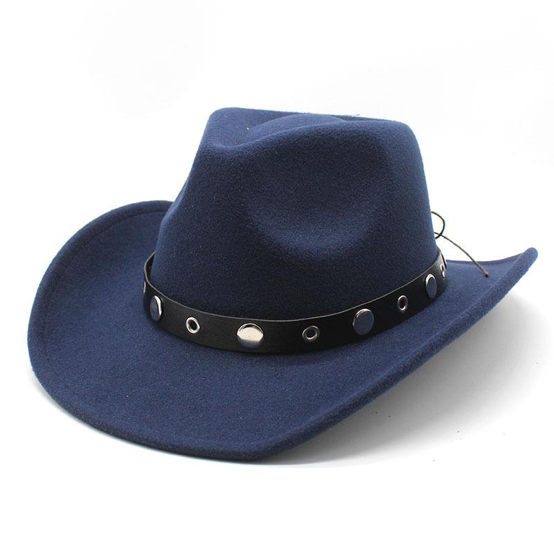 Western Cowboy Hat Off-White Men'S Ladies Outdoor Travel Hat Riding Hat Wool Top Hat Sunscreen Cowoy Hat