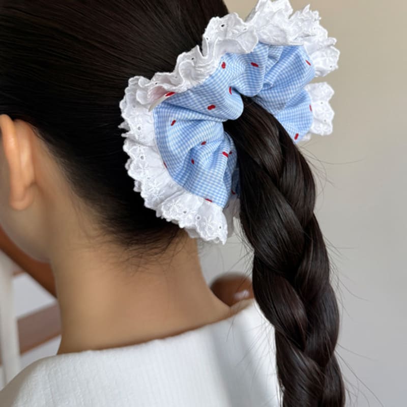 FANTASTIC PLANET petit check lace scrunchie (2colors)