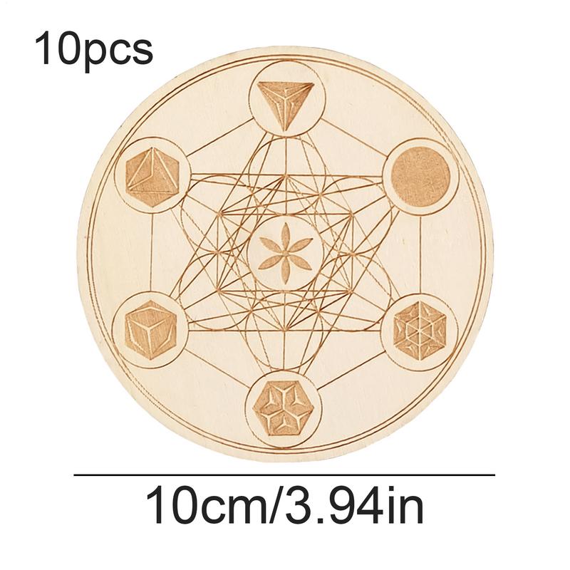 Wooden Coasters For Drinks 10x Creative Geometric Pattern Drink Coasters Unique Wooden Cup Mat Heat Resistant Tabletop