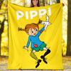 1pc Pippi Longstocking2 Theme Soft Flannel Throw Blanket - Digital Print, Polyester, Cozy for All Seasons, Perfect for Outdoor, and Travel