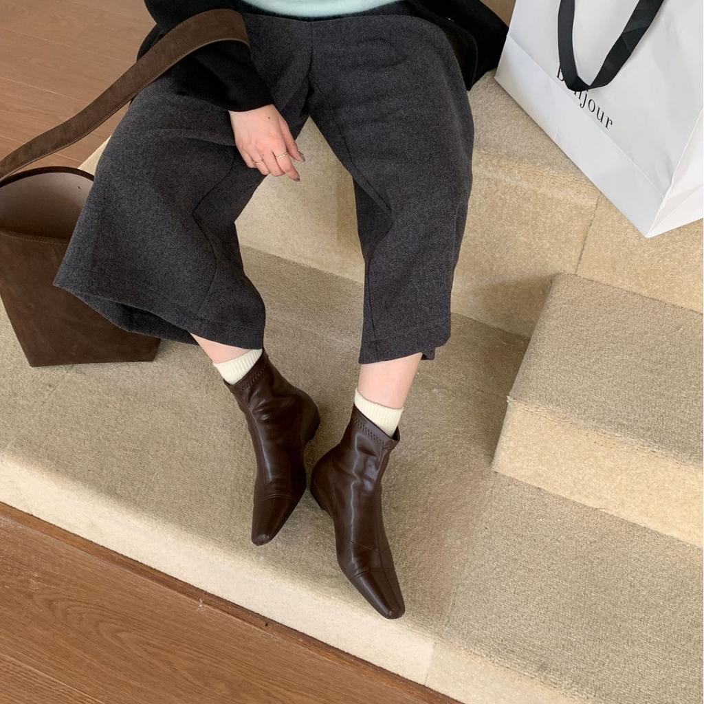 2025 Autumn and Winter New Square Head Suede Thin Low Tube Martin Fashion Short Thick Heel Fashion Short Boots