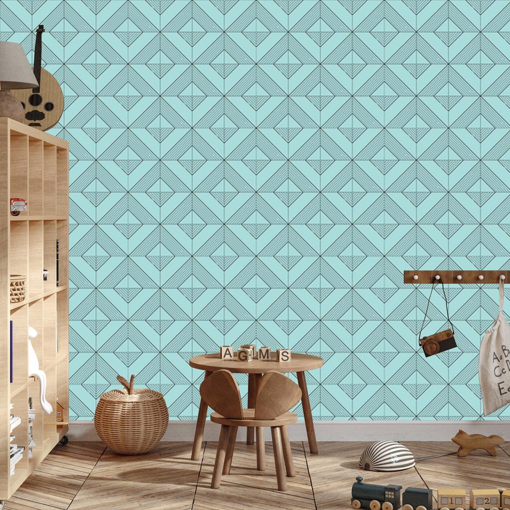 Geometric Diamonds Turquoise Wallpaper for Living Room and Bedroom 50x1000