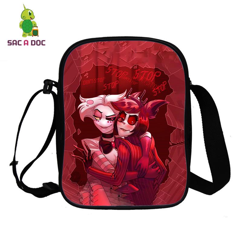Hell Inn Animation Peripheral Crossbody Student School Bag 3D Full Color Printing Double Shoulder Bag