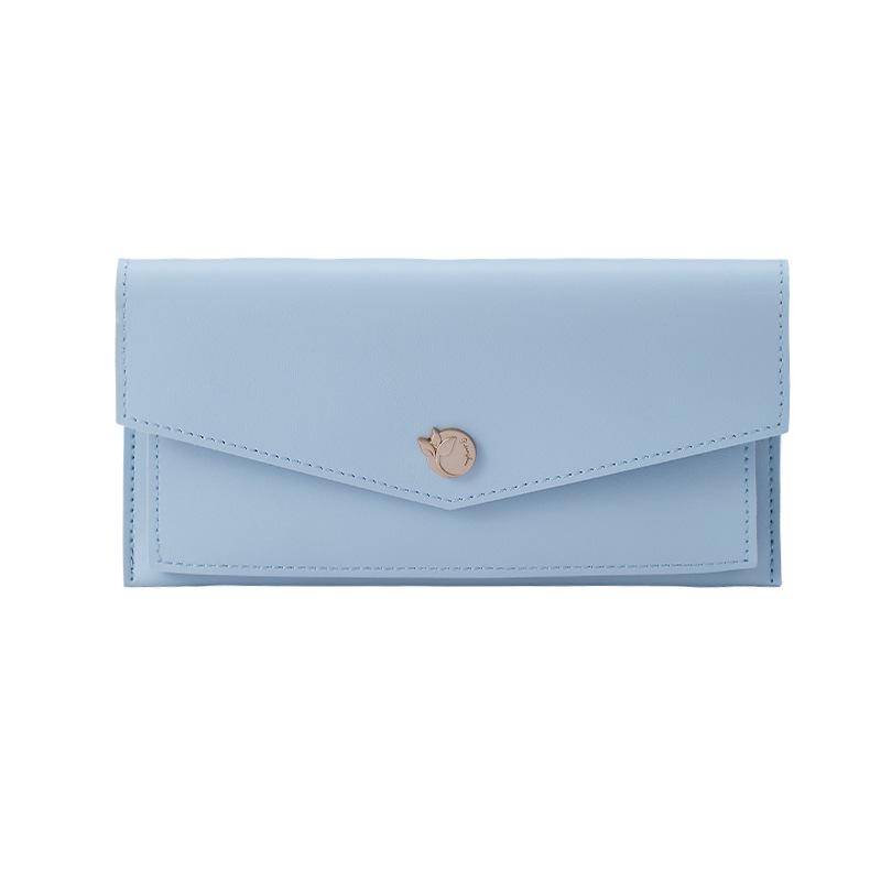 

2024 Women s Long Thin Clutch: Multi-Card Slot, Large Capacity, Soft Leather Wallet синий