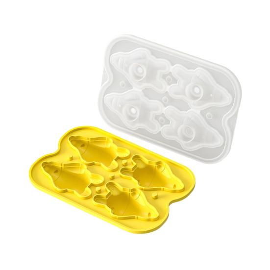 

Форма для кубиков льда с крышкой, лежачий мишка, гибкий силиконовый лоток для льда, герметичный, штабелируемый контейнер для хранения кубиков льда для домашнего бара жёлтый