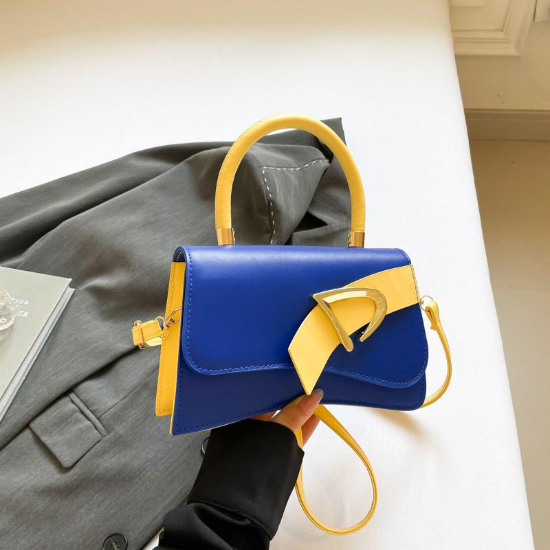 Fashion Contrasting Colors New Niche Texture Handbag Casual Versatile Simple Shoulder Messenger Bag