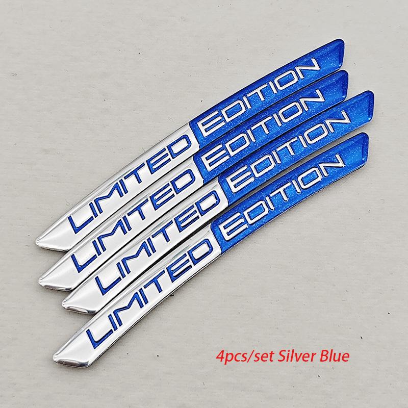 4pcs Aluminium Logo LIMITED EDITION Emblem Car Wheel Hub Stickers Tire Rim Decorative Strips Auto Exterior Universal Accessories