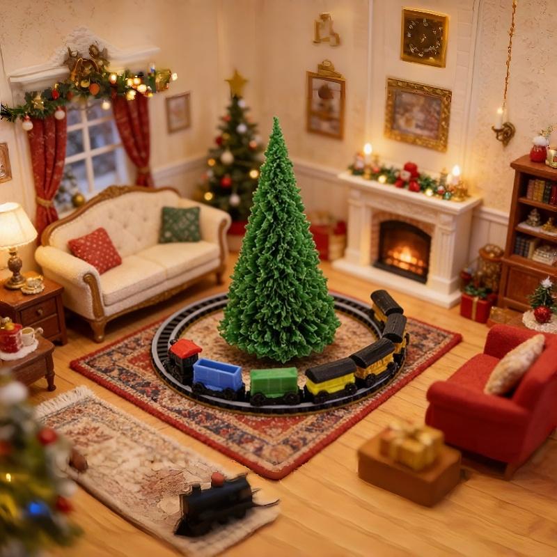 1 Set Sandbox Building Accessory 1:12 Scale Dollhouse Mini Train Kit With Track Realistic Railway Model Decor Photo Props