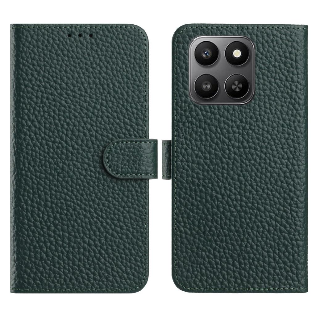 For Honor 400 Smart Case Wallet Stand Litchi Texture Genuine Cow Leather Flip Phone Cover