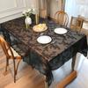 Retro Hollow Warp Knitted White Black Lace Tablecloth American Household Rectangle Dining Table Mat Cover