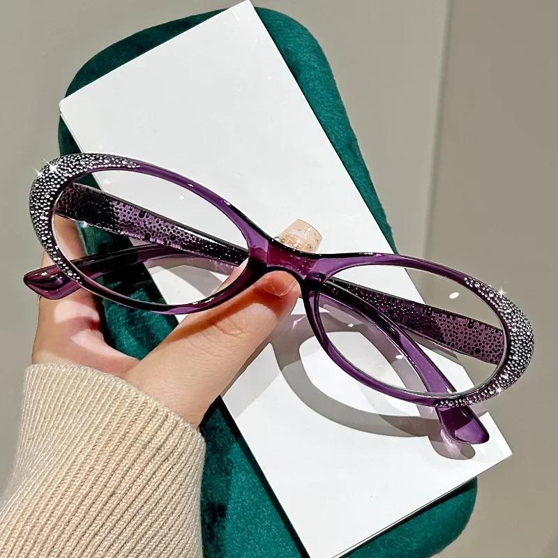 Luxury Diamond Reading Glasses Trendy New Far Sight Eyeglasses for Women Men Blue Light Blocking Presbyopia Eyewear +1.0+1.5+4.0