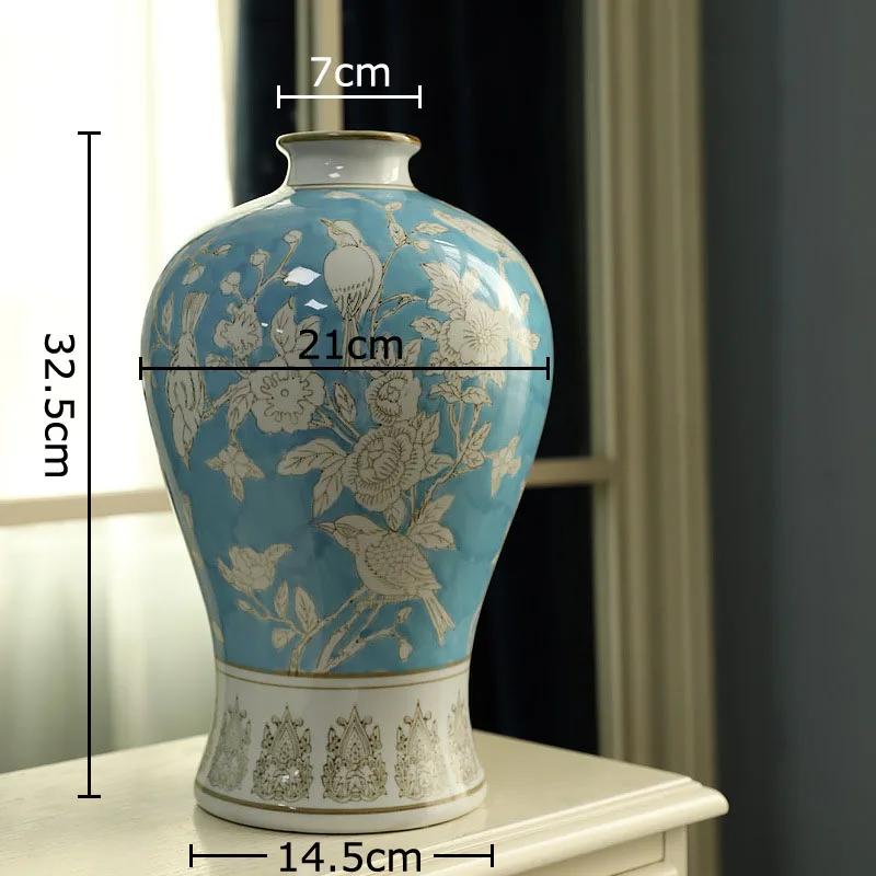 Blue and White Porcelain Ainted Vase Plant Pot Table Decoration Flower Arrangement Classical Flowers Vases Room Aesthetic Decor