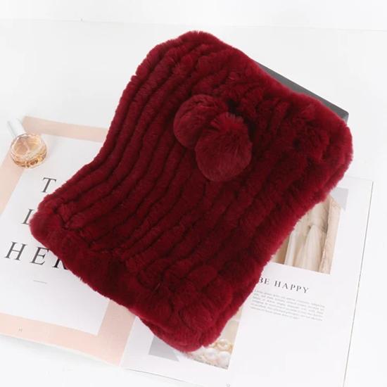 New lady real rex rabbit fur hat Natural warm rex rabbit fur hat scarf Women hand knitted soft real rabbit fur caps scarves