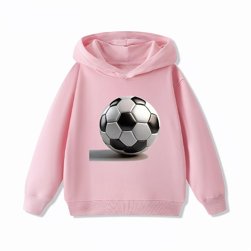 New Soccer Print Children's Hoodie, Boys and Girls' Clothing Autumn and Winter Warm and Fashionable Children's Hooded Sweatshirt