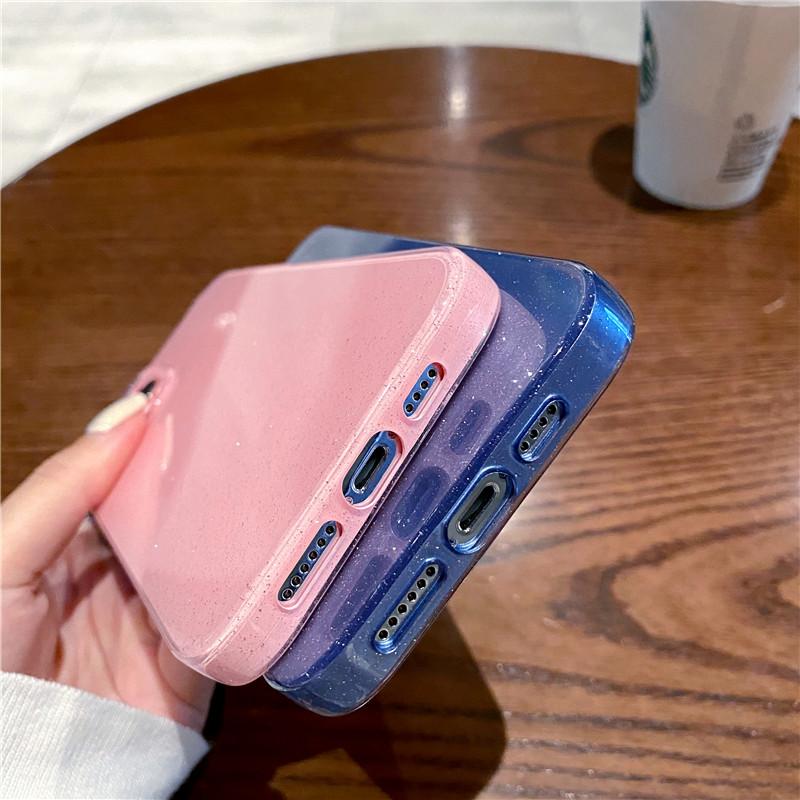 Glänzende glitzernde stoßfeste Handyhülle für iPhone 14 13 11 12 Pro Max Xr Xs Max 13pro, weiche Silikon-Stoßfänger-Linsenschutzhülle
