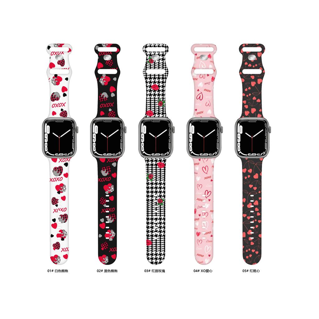 Valentine Day Silicone Strap for Apple Watch Band 49mm 45mm 44mm 42mm 46mm 41mm 40mm Gift Bracelet iWatch Ultra 10 9 8 7 6 5 SE